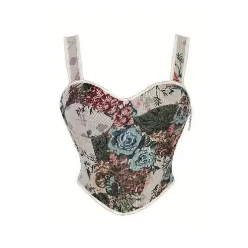 Retro palace double shoulder straps with chest pad zipper tight tube top shaping top, high-end fashion and elegant fishbone bra
Retro palace double shoulder straps with chest pad zipper tight tube top shaping top, high-end fashion and elegant fishbone bra