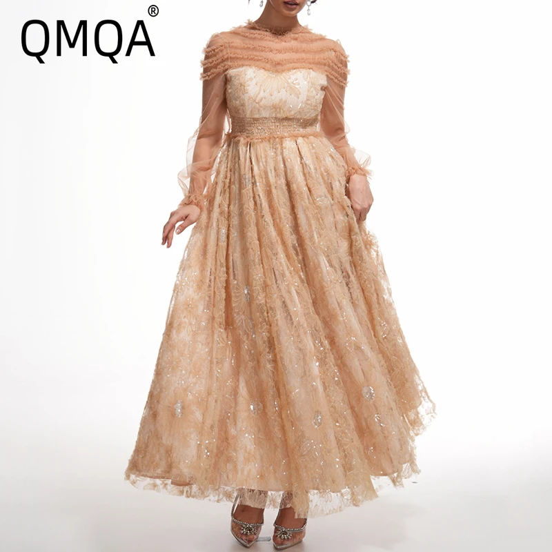 QMQA Fashion Women's Elegant Evening Dress Lace Flower Sequined Spliced Long Sleeved High Waist Party Dresses 2025 Spring QM266
QMQA Fashion Women's Elegant Evening Dress Lace Flower Sequined Spliced Long Sleeved High Waist Party Dresses 2025 Spring QM266