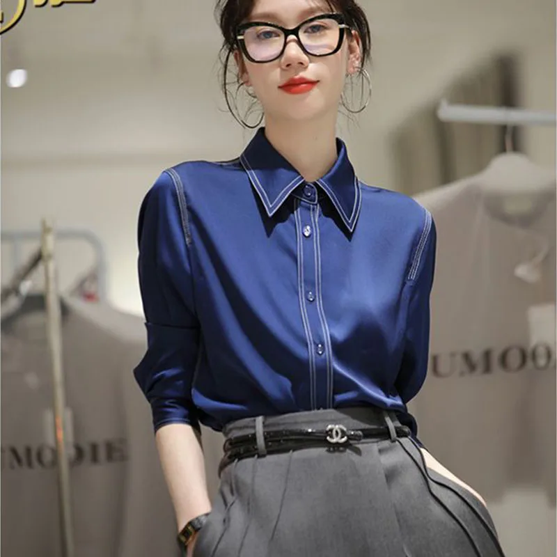 Women Temperament Elegant Slim Turn-down Collar Shirts Spring Autumn Fashion Commute Long Sleeve Tops
Women Temperament Elegant Slim Turn-down Collar Shirts Spring Autumn Fashion Commute Long Sleeve Tops