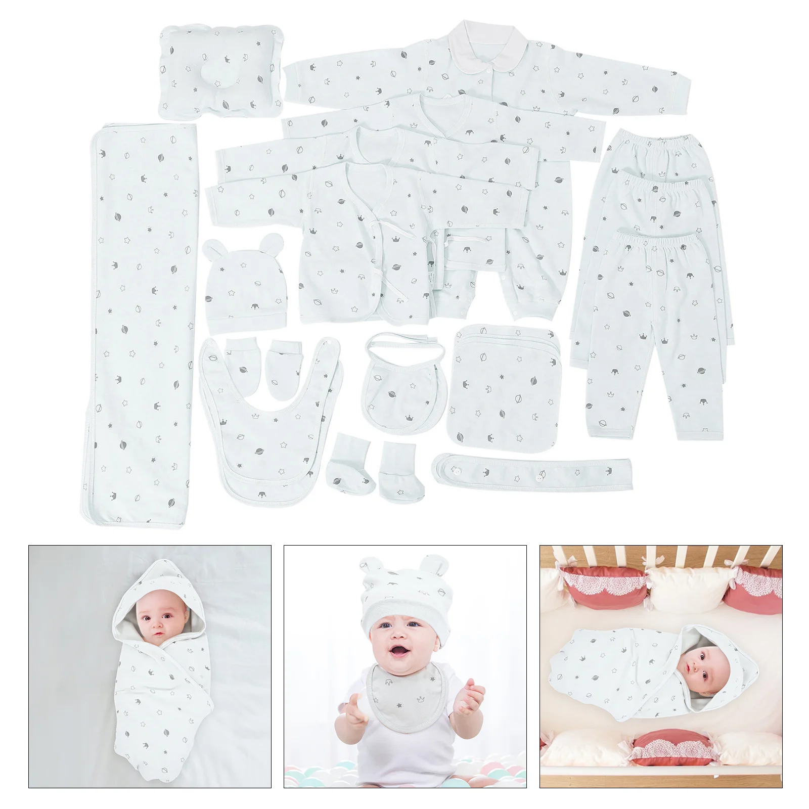 1Set Baby Clothes Suit Breathable Cotton Toddler Outfit Bib Gloves Hat Infant Spring Clothing Set Kids Suit for Infants 
1Set Baby Clothes Suit Breathable Cotton Toddler Outfit Bib Gloves Hat Infant Spring Clothing Set Kids Suit for Infants