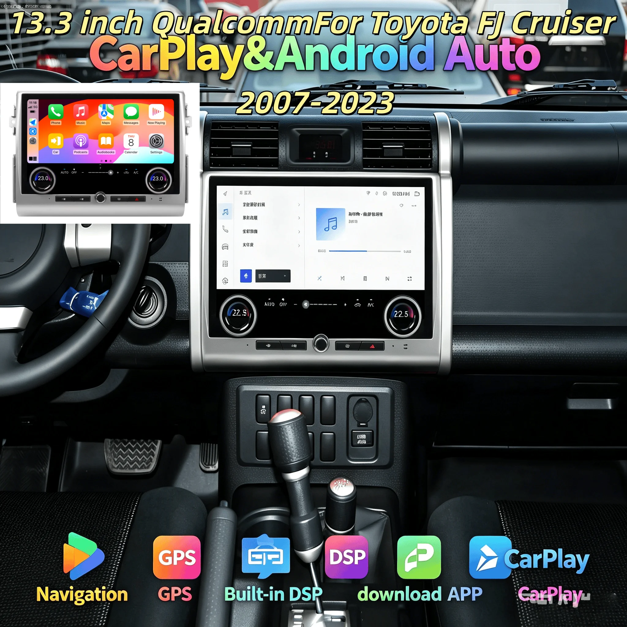 Qualcomm Carplay 13.3" Android Car DVD Player GPS WIFI Bluetooth 5.0 RDS Radio For Toyota FJ Cruiser 2007-2012 Multimedia 4G
Qualcomm Carplay 13.3" Android Car DVD Player GPS WIFI Bluetooth 5.0 RDS Radio For Toyota FJ Cruiser 2007-2012 Multimedia 4G
