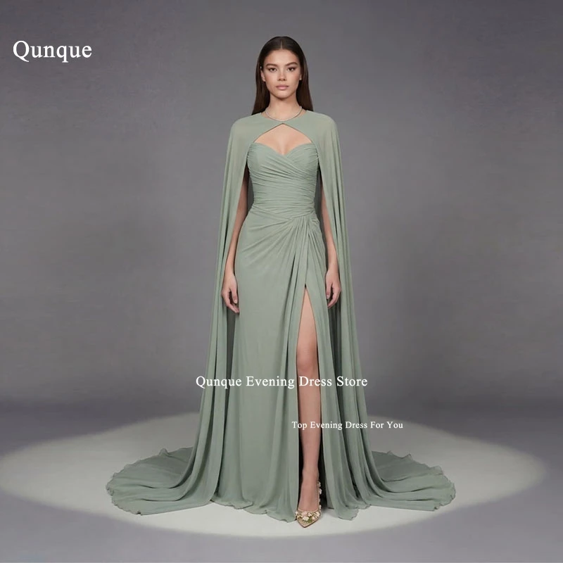 Qunque Sexy Side Split Mermaid Evening Dress for Women With Detachable Cape Sleeves Formal Chiffon Prom Party Gown Customized
Qunque Sexy Side Split Mermaid Evening Dress for Women With Detachable Cape Sleeves Formal Chiffon Prom Party Gown Customized