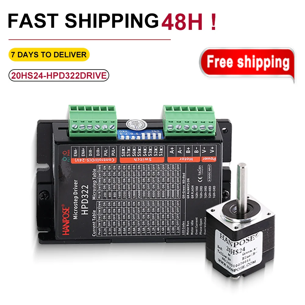 Шаговый двигатель 20HS24 Комплект NEMAN8 Шаговый двигатель 0,4 А 2,1 В и драйвер HPD322
Шаговый двигатель 20HS24 Комплект NEMAN8 Шаговый двигатель 0,4 А 2,1 В и драйвер HPD322