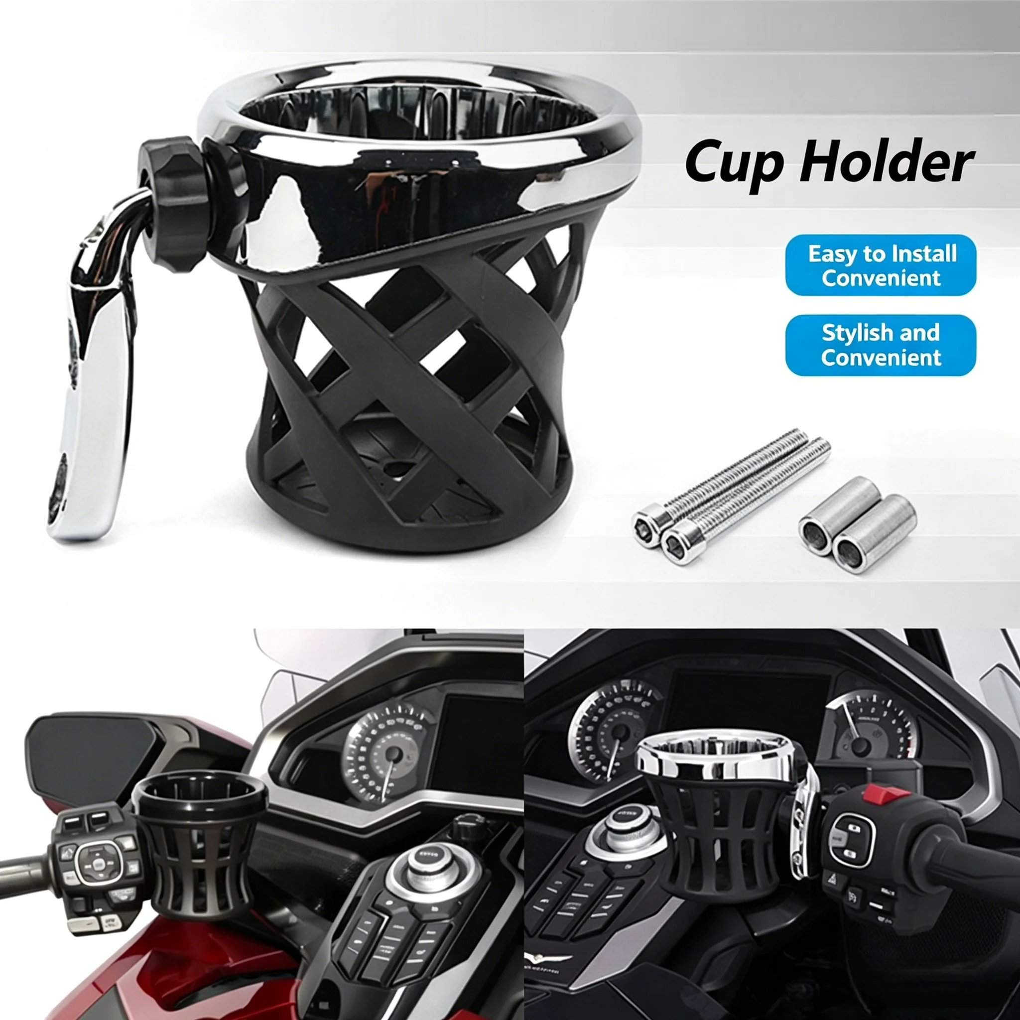 Motorcycle Handlebar Drink Cup Holder ForGL1800 Goldwing Harley Road King Electra Glide Sportster Dyna Softail 1996-Up Mod Parts
Motorcycle Handlebar Drink Cup Holder ForGL1800 Goldwing Harley Road King Electra Glide Sportster Dyna Softail 1996-Up Mod Parts