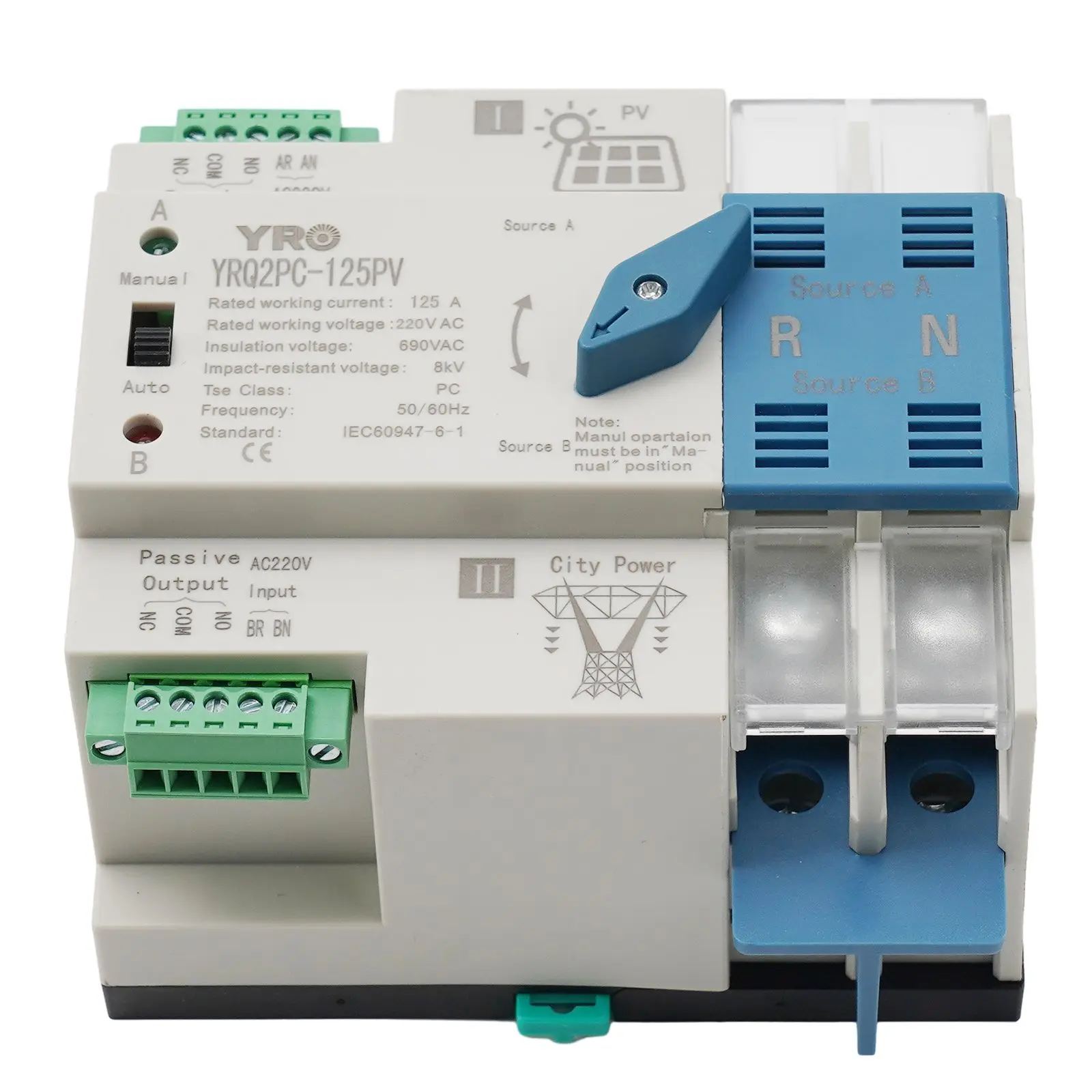 1pcs Brand New Transfer Switch Control Switches 2P125A Automatic Changeover Switch Dual Power PC Insulation Type
1pcs Brand New Transfer Switch Control Switches 2P125A Automatic Changeover Switch Dual Power PC Insulation Type