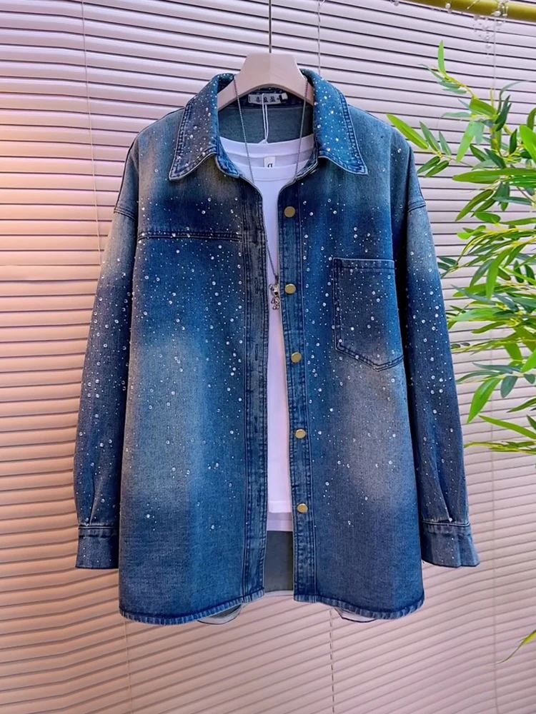 Women's lapel collar rhinestone denim shirt 2025 Spring and Autumn new casual versatile long sleeved cardigan top
Women's lapel collar rhinestone denim shirt 2025 Spring and Autumn new casual versatile long sleeved cardigan top