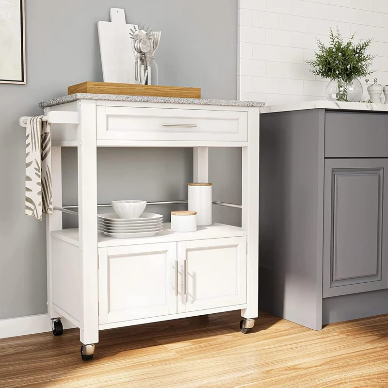 White Granite Topped Kitchen Cart – Lockable Casters & Hidden Storage Spaces, Rolling Island Table Cooking/Prep
White Granite Topped Kitchen Cart – Lockable Casters & Hidden Storage Spaces, Rolling Island Table Cooking/Prep