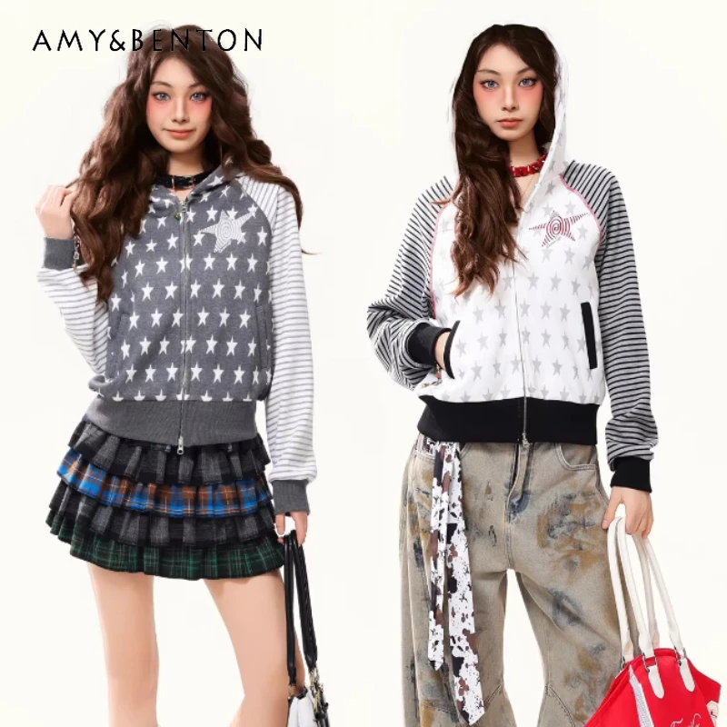 Оригинальный дизайн, женская толстовка с длинным рукавом и коротким капюшоном, весна 2026, новая модель, в полоску, со звездами, на молнии, универсальная куртка для женщин
Оригинальный дизайн, женская толстовка с длинным рукавом и коротким капюшоном, весна 2026, новая модель, в полоску, со звездами, на молнии, универсальная куртка для женщин