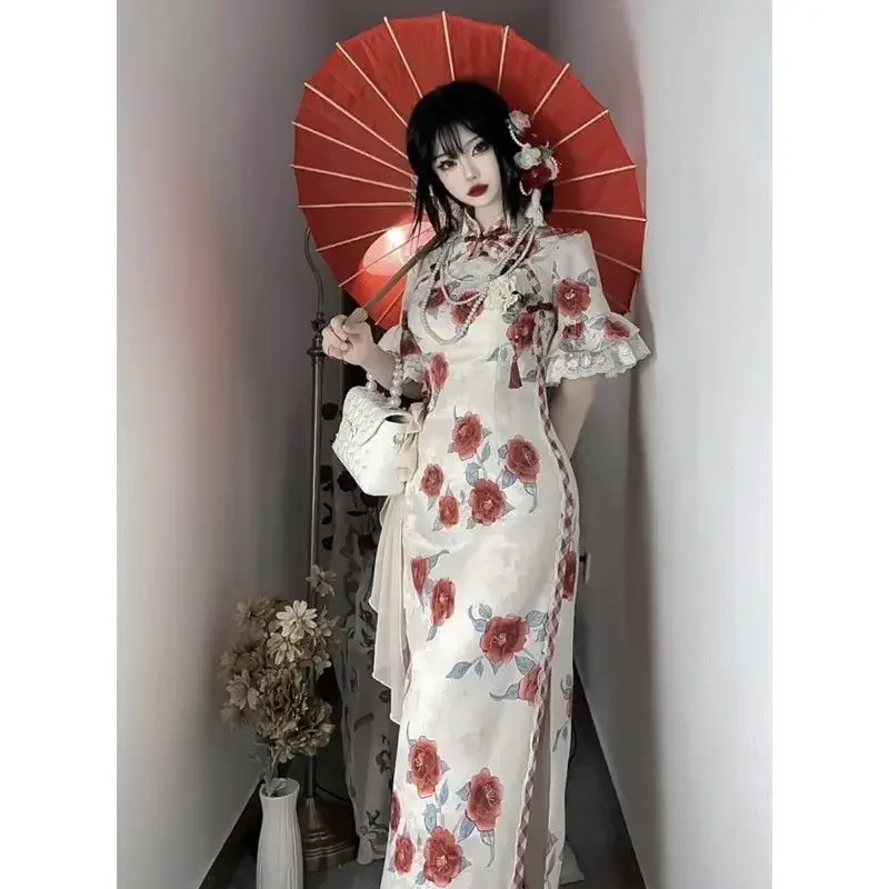 Готический стиль, кружевное платье Cheongsam с принтом роз и боковыми разрезами, женское улучшенное платье Лолиты в китайском стиле, Qipao Vestidos
Готический стиль, кружевное платье Cheongsam с принтом роз и боковыми разрезами, женское улучшенное платье Лолиты в китайском стиле, Qipao Vestidos