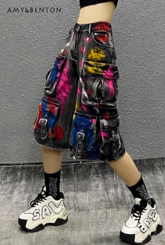 2025 Summer New Women's Casual Printed Hand-painted Smoke Gray High-waisted Loose Denim Five-point Wide-leg Pants
2025 Summer New Women's Casual Printed Hand-painted Smoke Gray High-waisted Loose Denim Five-point Wide-leg Pants