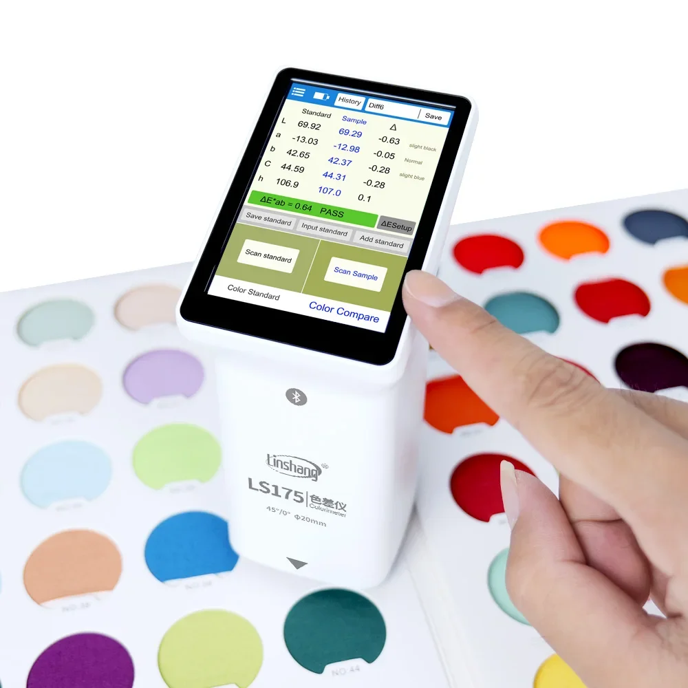 LS175 Colorimeter Fabric Metal Color Checker Colorimeter 45°/0° With Large Measuring Touch Screen With APP PC Software
LS175 Colorimeter Fabric Metal Color Checker Colorimeter 45°/0° With Large Measuring Touch Screen With APP PC Software