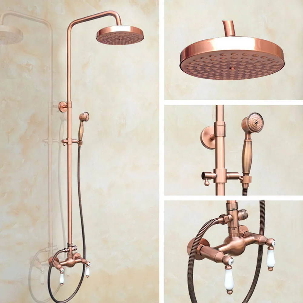 Antique Red Copper Rain Shower Set Faucet 8" Rainfall Shower Head W/ Hand Shower Spray Mixer Tap Wall Mounted
Antique Red Copper Rain Shower Set Faucet 8" Rainfall Shower Head W/ Hand Shower Spray Mixer Tap Wall Mounted