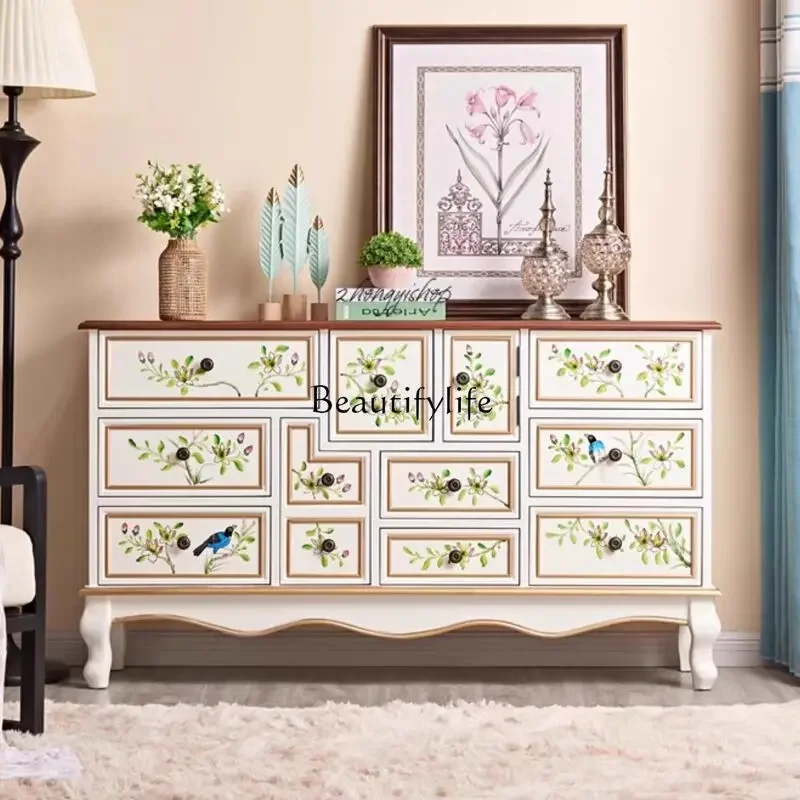 01American pastoral painting living room side cabinet TV cabinet Bedroom end cabinet
01American pastoral painting living room side cabinet TV cabinet Bedroom end cabinet