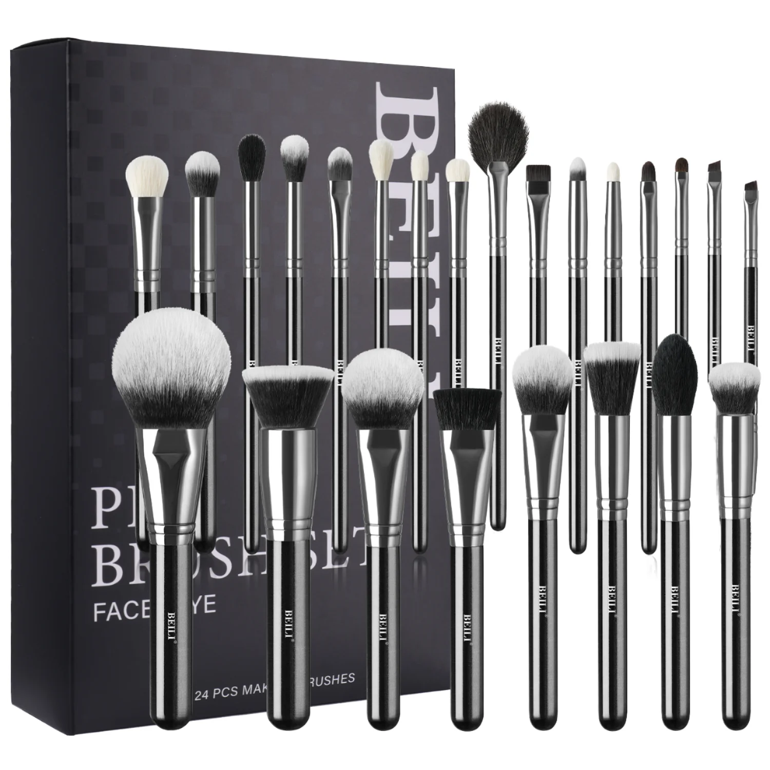 Профессиональный набор люксовых черных кистей для макияжа из натурального козьего ворса: кисти для тональной основы, пудры, теней и растушевки для лица и глаз
Профессиональный набор люксовых черных кистей для макияжа из натурального козьего ворса: кисти для тональной основы, пудры, теней и растушевки для лица и глаз