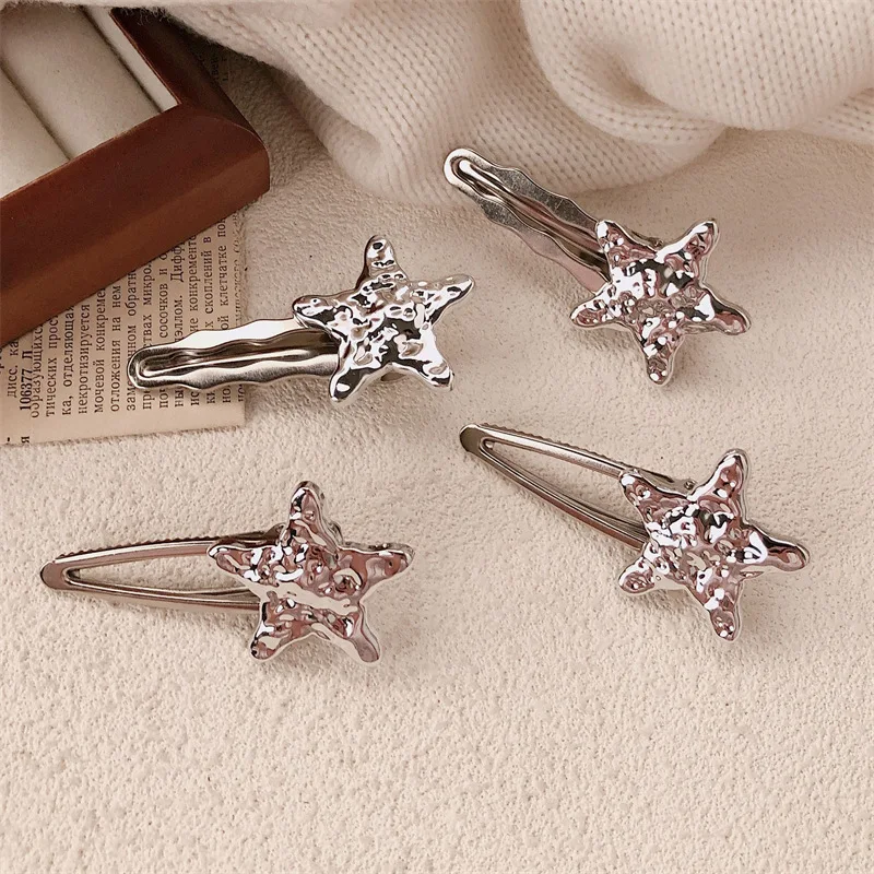 Silver Five-pointed Star Duck Bill Clip, Sweet and Cool Girl, Simple Personality, Side Bangs Women's Versatile Hair Accessories
Silver Five-pointed Star Duck Bill Clip, Sweet and Cool Girl, Simple Personality, Side Bangs Women's Versatile Hair Accessories