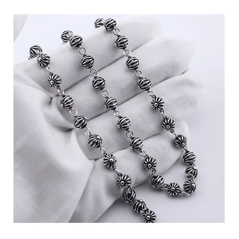 Chaoxuan's New Cross Flower Round Bead Necklace, Personalized Hip-hop Old Men's and Women's Thai Silver Necklace.
Chaoxuan's New Cross Flower Round Bead Necklace, Personalized Hip-hop Old Men's and Women's Thai Silver Necklace.