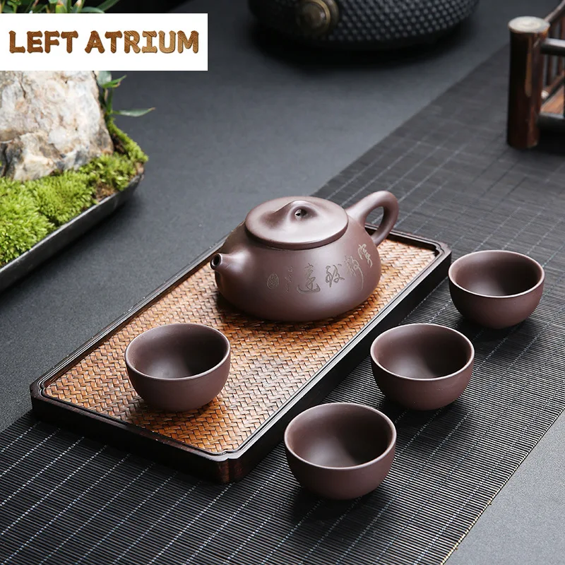 Chinese Purple Clay Tea Pot Kung Fu Tea Set Yixing Teapots Handmade Tea Brewing Teapot Authentic Zisha Tea Kettle 1 Pot 4 Cups
Chinese Purple Clay Tea Pot Kung Fu Tea Set Yixing Teapots Handmade Tea Brewing Teapot Authentic Zisha Tea Kettle 1 Pot 4 Cups