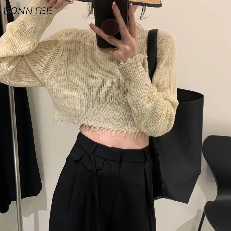 Pullovers Women Student Retro Casual Crops Sweater Minimalist All-match Hot Sale Long Sleeve Cozy Femme Popular Daily Knitted
Pullovers Women Student Retro Casual Crops Sweater Minimalist All-match Hot Sale Long Sleeve Cozy Femme Popular Daily Knitted