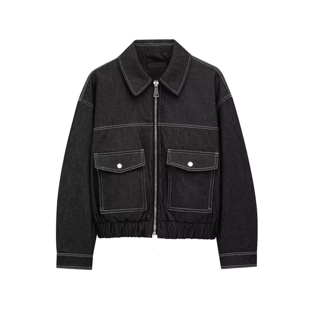 2025 Spring New Women's Fashion Long Sleeve Cowboy Effect Flip Collar Long Sleeve Pocket Decoration Jacket Coat
2025 Spring New Women's Fashion Long Sleeve Cowboy Effect Flip Collar Long Sleeve Pocket Decoration Jacket Coat