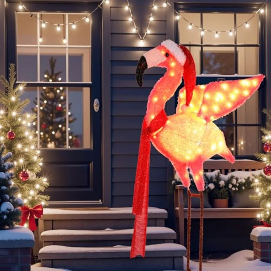 Outdoor Christmas flamingo decorations, lighted pink plastic flamingo for yard, garden, partyweather-resistant, festive holiday
Outdoor Christmas flamingo decorations, lighted pink plastic flamingo for yard, garden, partyweather-resistant, festive holiday