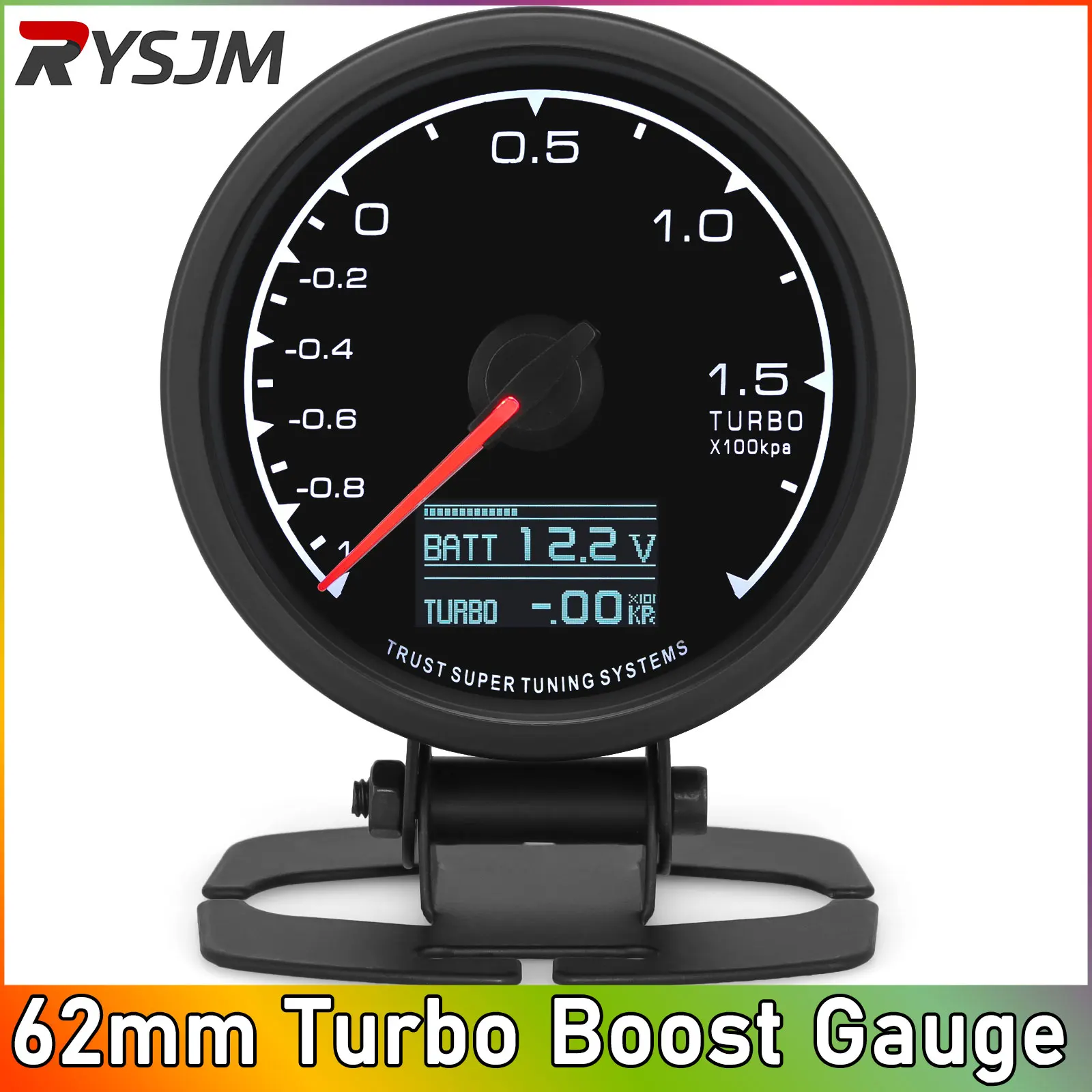 7 Color Turbo Boost Gauge 62mm Boost Meter 150 kpa Racing Gauge Car Gauge with Holder Voltage Display LCD Digital Display
7 Color Turbo Boost Gauge 62mm Boost Meter 150 kpa Racing Gauge Car Gauge with Holder Voltage Display LCD Digital Display