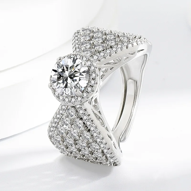 925 Sterling Silver Ring Full of Diamonds and Zircon Open Ring Couple Fashion Simple Ring Birthday Party Wedding Jewelry Gift
925 Sterling Silver Ring Full of Diamonds and Zircon Open Ring Couple Fashion Simple Ring Birthday Party Wedding Jewelry Gift