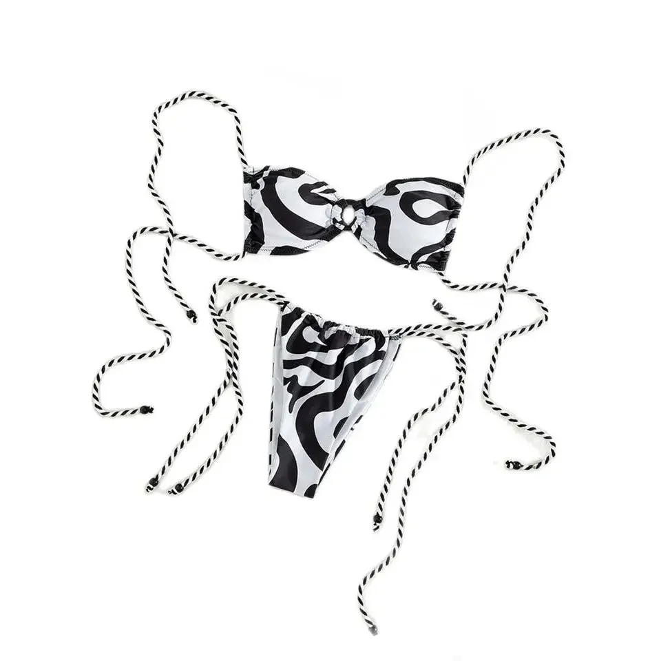 2025 New Black And White Irregular Wave Stripe Sexy Strap Bikini Swimsuit Factory Wholesale
2025 New Black And White Irregular Wave Stripe Sexy Strap Bikini Swimsuit Factory Wholesale