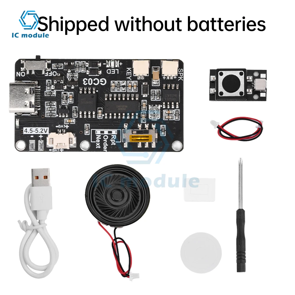 GC03 Recordable Sound Module 8M MP3 Button Control Music Voice Player with Speaker for DIY Greeting Card Gift
GC03 Recordable Sound Module 8M MP3 Button Control Music Voice Player with Speaker for DIY Greeting Card Gift