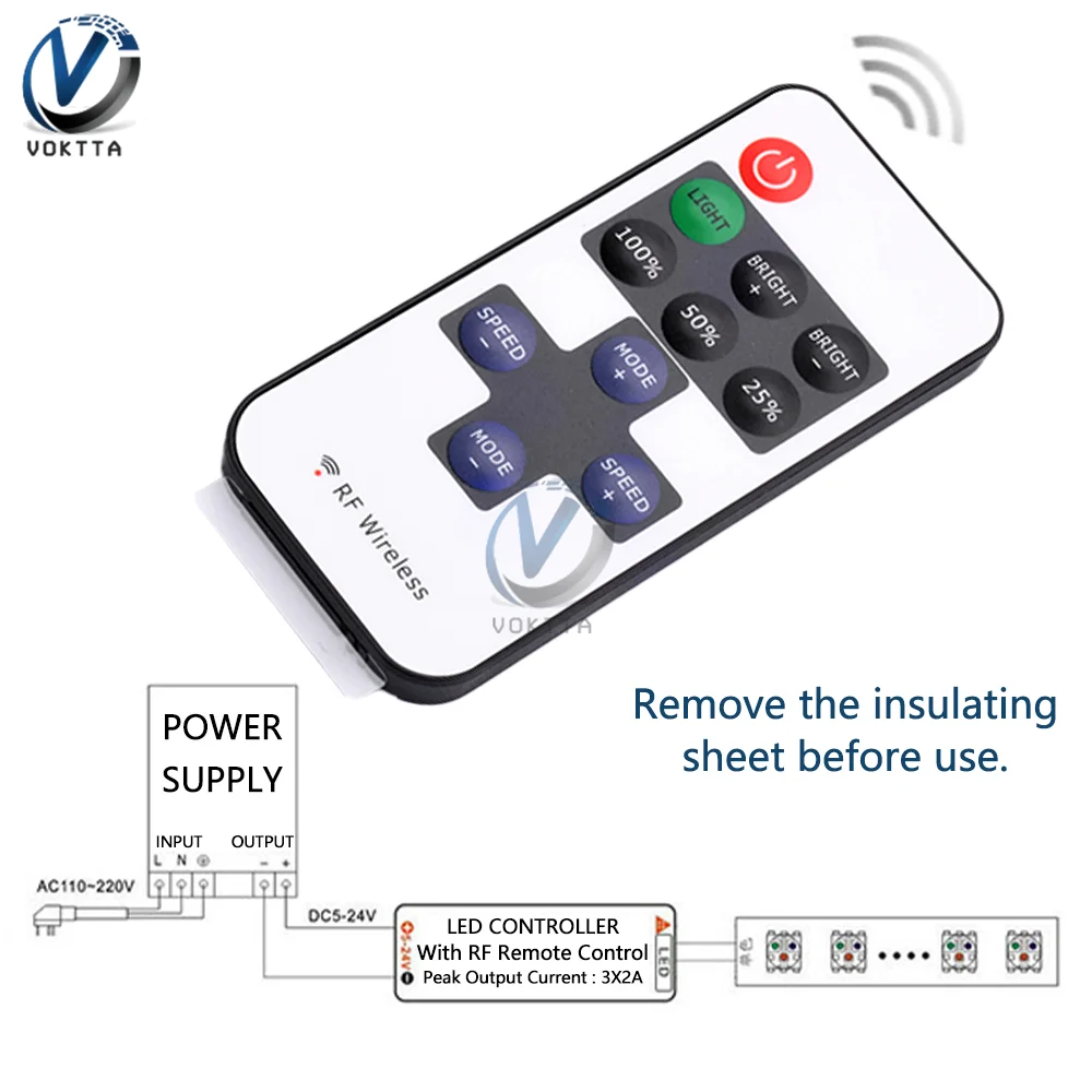 DC12-24V/DC5-24V Motor Controller 9/11Keys RF Wireless LED Remote Controller Mini LED Strip Lights Dimming Controller
DC12-24V/DC5-24V Motor Controller 9/11Keys RF Wireless LED Remote Controller Mini LED Strip Lights Dimming Controller