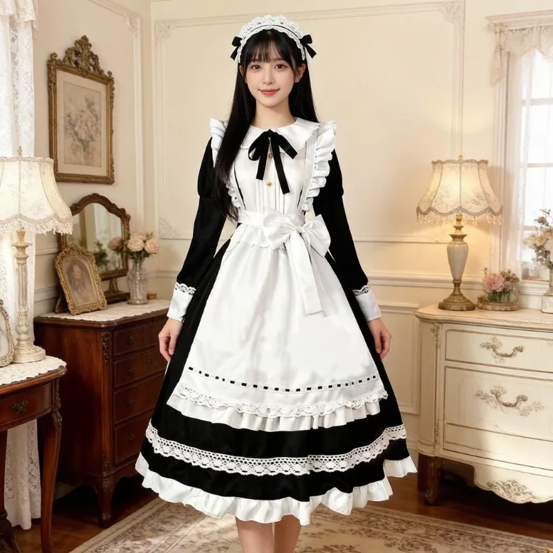 Long Sleeves Traditional Maid Dress, British Butler Uniform, Retro Outfit, Elegant Maid Gown for Cosplay, Stage Theme Party
Long Sleeves Traditional Maid Dress, British Butler Uniform, Retro Outfit, Elegant Maid Gown for Cosplay, Stage Theme Party