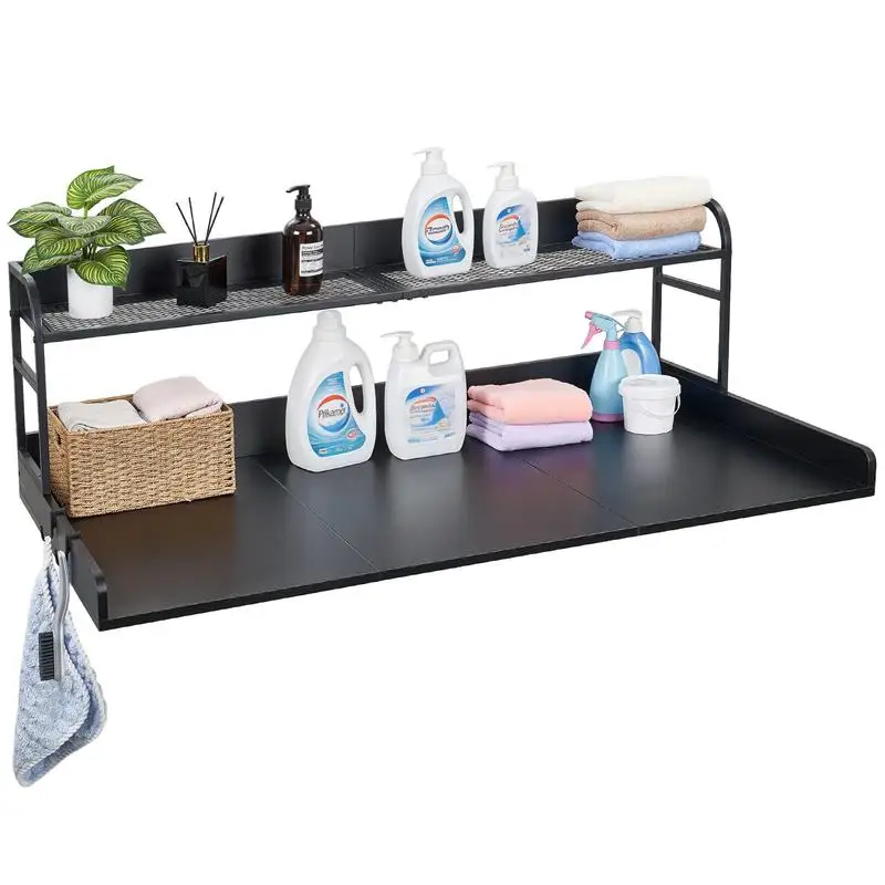 Washer Dryer Countertop with Shelf, 54 x 27.5 in Wooden Washer and Dryer Topper with Edge and 2 Hooks, Laundry Machine Topper for Laundry Closet Pantry Counter Organization and Storage, Black
Washer Dryer Countertop with Shelf, 54 x 27.5 in Wooden Washer and Dryer Topper with Edge and 2 Hooks, Laundry Machine Topper for Laundry Closet Pantry Counter Organization and Storage, Black