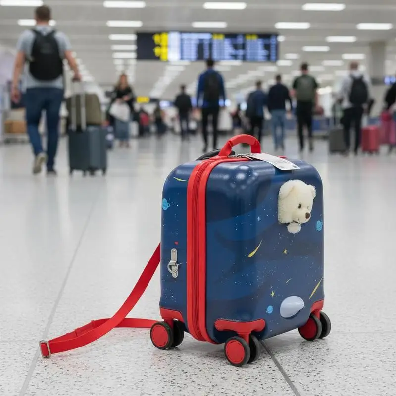 Traveling Sit-on Trunk 18 Inches For Airport Terminal Railway Station Family Vacation, 26L Capacity Dual Use Shoulder Strap Silent Wheels Toddler Riding Suitcase Blue White Professional Storage Design 3+ Years Old Kids Accessory
Traveling Sit-on Trunk 18 Inches For Airport Terminal Railway Station Family Vacation, 26L Capacity Dual Use Shoulder Strap Silent Wheels Toddler Riding Suitcase Blue White Professional Storage Design 3+ Years Old Kids Accessory