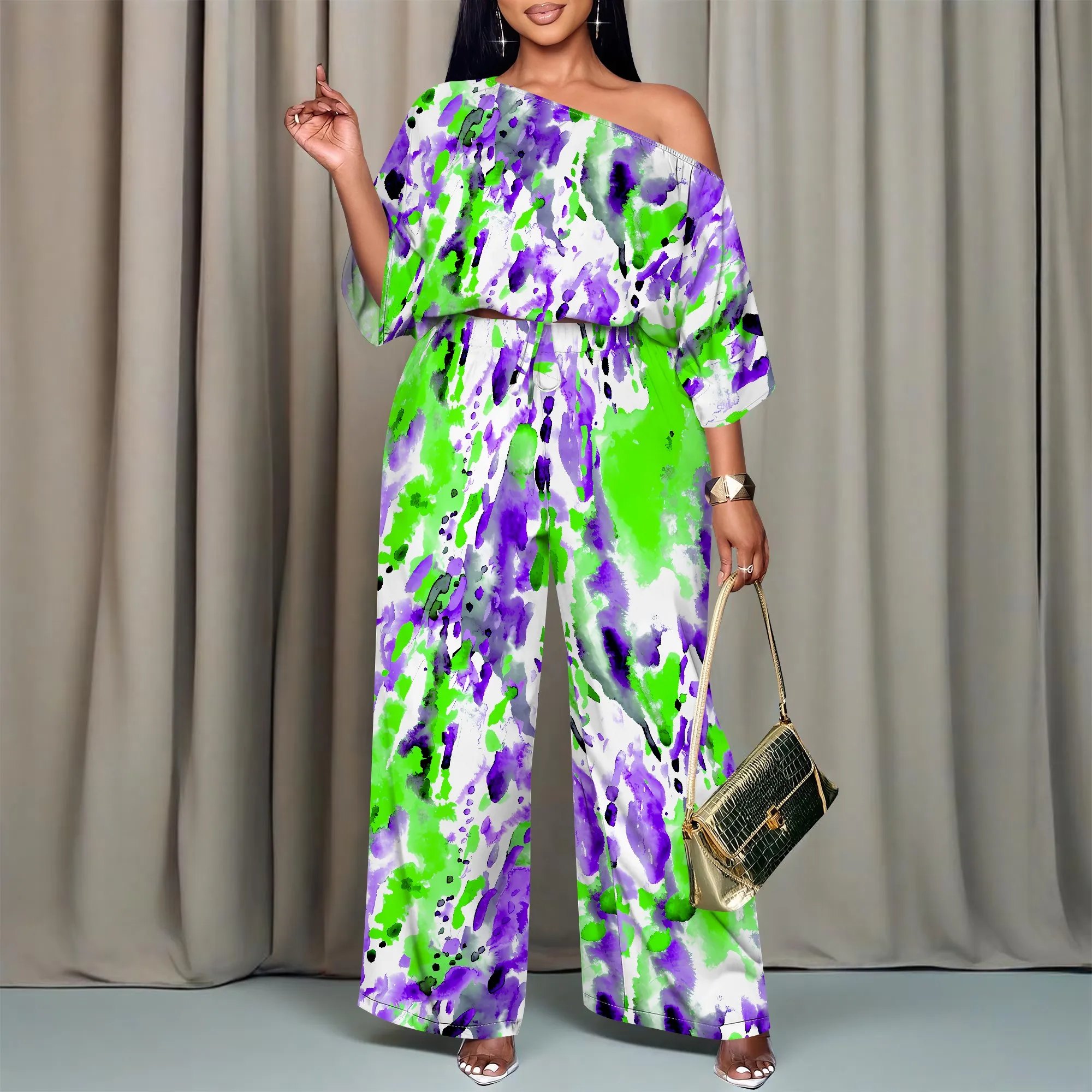 Женский летний 3D модный повседневный комплект с наклонными плечами и принтом, комплект из двух предметов
Женский летний 3D модный повседневный комплект с наклонными плечами и принтом, комплект из двух предметов