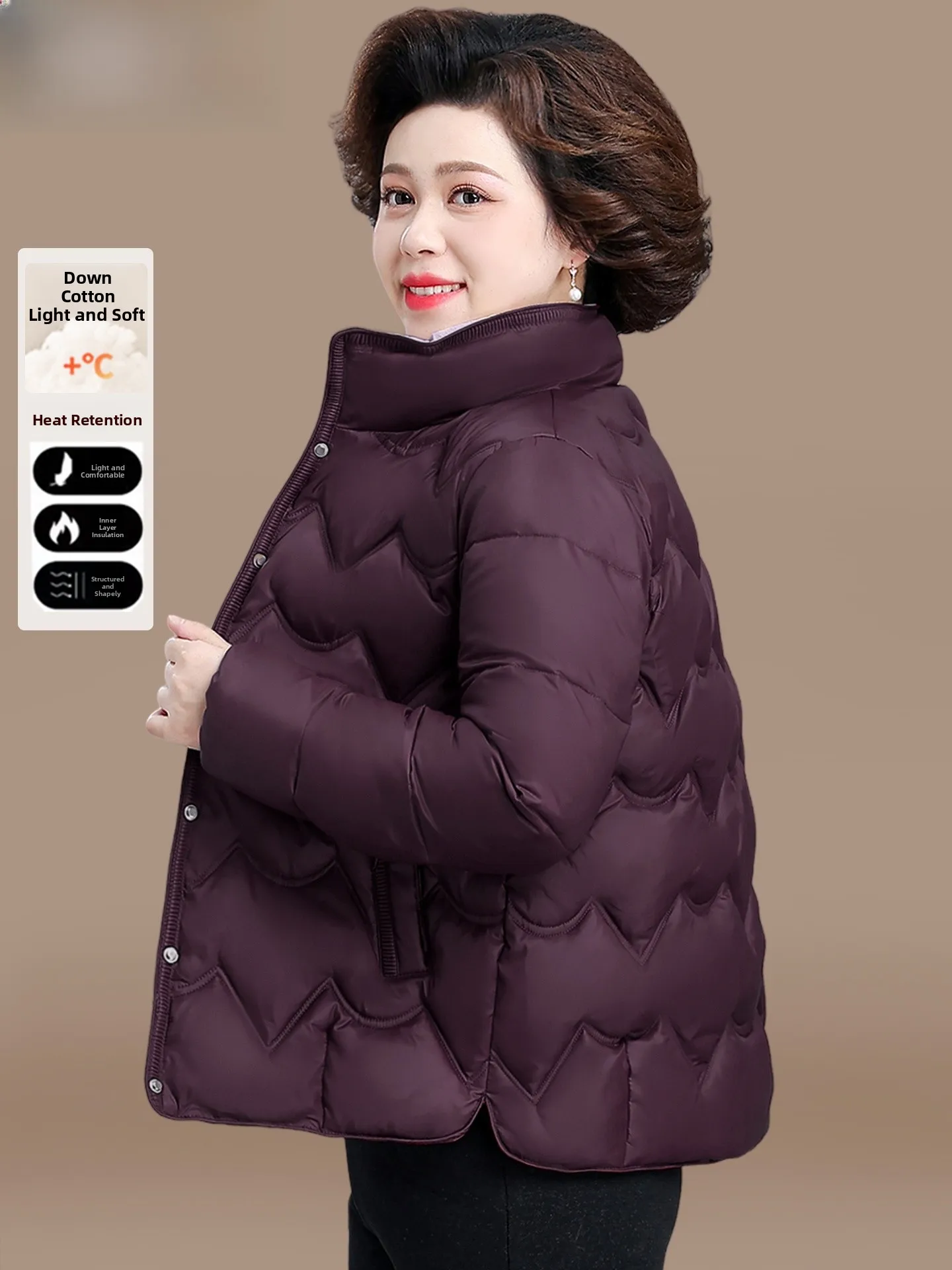 Sli Red down Cotton Jaet ort Women's Faionable Winter Coat Warm Fluffy Polyester Fiber for Middle-Aged And ly
Sli Red down Cotton Jaet ort Women's Faionable Winter Coat Warm Fluffy Polyester Fiber for Middle-Aged And ly