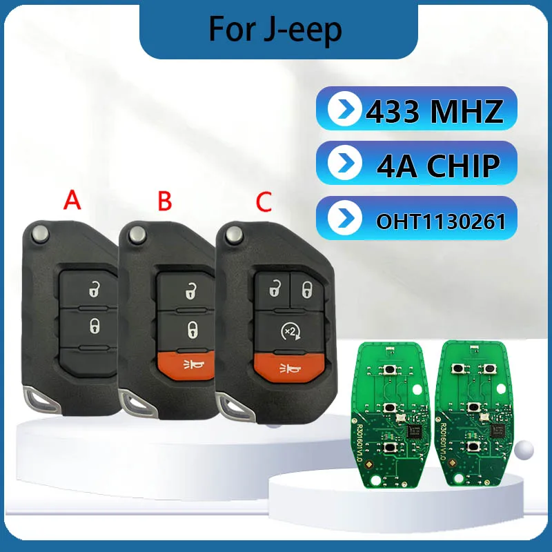 CN086041 Aftermarket Smart Remote Key 2/3/4 Buttons 433MHZ 4A Chip FCC OHT1130261 Keyless Go For J-eep Wrangler 2018-2019
CN086041 Aftermarket Smart Remote Key 2/3/4 Buttons 433MHZ 4A Chip FCC OHT1130261 Keyless Go For J-eep Wrangler 2018-2019