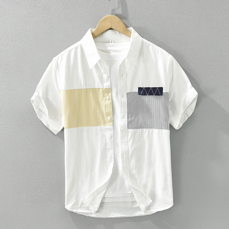 2026 Spring Summer New Casual Patchwork Pure Cotton Short Sleeve Shirts for Men Clothing Turn-down Collar Male Shirts
2026 Spring Summer New Casual Patchwork Pure Cotton Short Sleeve Shirts for Men Clothing Turn-down Collar Male Shirts