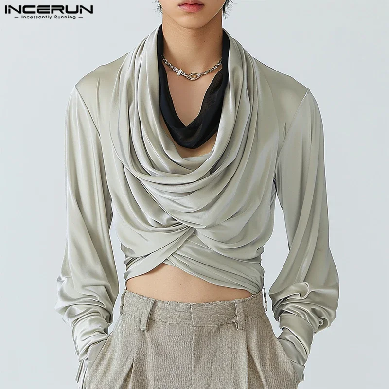 INCERUN Men Shirt Solid Color V Neck Long Sleeve Pleated Satin Casual Male Irregular Shirts Streetwear 2025 Fashion Crop Tops
INCERUN Men Shirt Solid Color V Neck Long Sleeve Pleated Satin Casual Male Irregular Shirts Streetwear 2025 Fashion Crop Tops