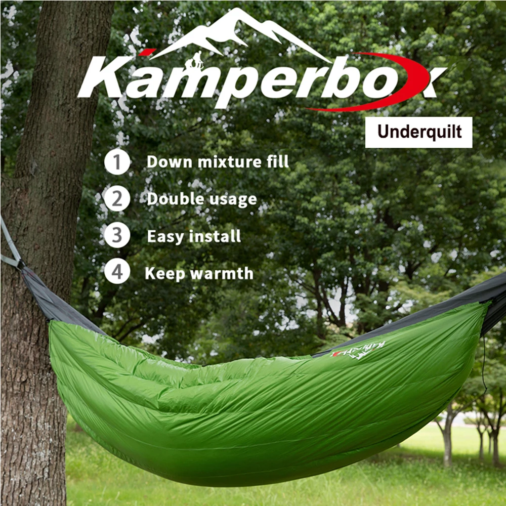 Kamperbox Underquilt for Hammock, 60% Duck Down + 40% Synthetic Hybrid Filling 980g, 112x193cm 20D Nylon Ripstop Hammock Underquilt, Lightweight Packable Camping Under Blanket for Outdoor Hiking Backpacking
Kamperbox Underquilt for Hammock, 60% Duck Down + 40% Synthetic Hybrid Filling 980g, 112x193cm 20D Nylon Ripstop Hammock Underquilt, Lightweight Packable Camping Under Blanket for Outdoor Hiking Backpacking
