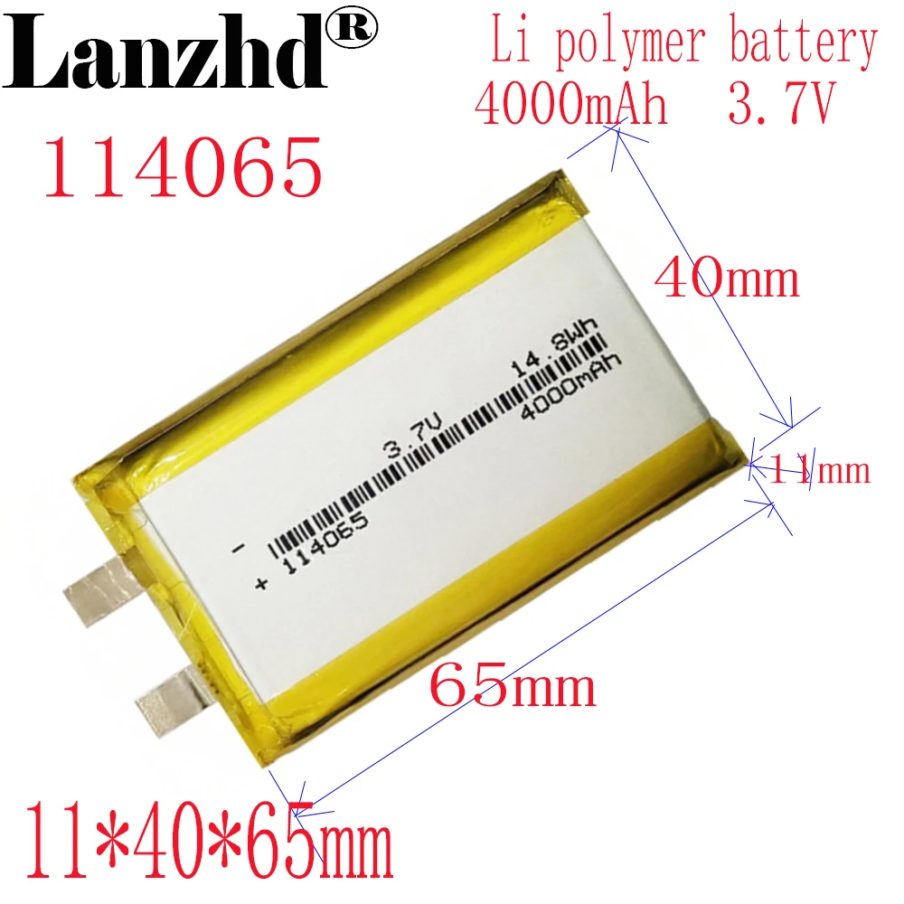 1-12PCS 3.7V Lithium polymer 4000mAh 114065 Soft package battery For Beauty instrument Intelligent lock Speakers Hand battery
1-12PCS 3.7V Lithium polymer 4000mAh 114065 Soft package battery For Beauty instrument Intelligent lock Speakers Hand battery