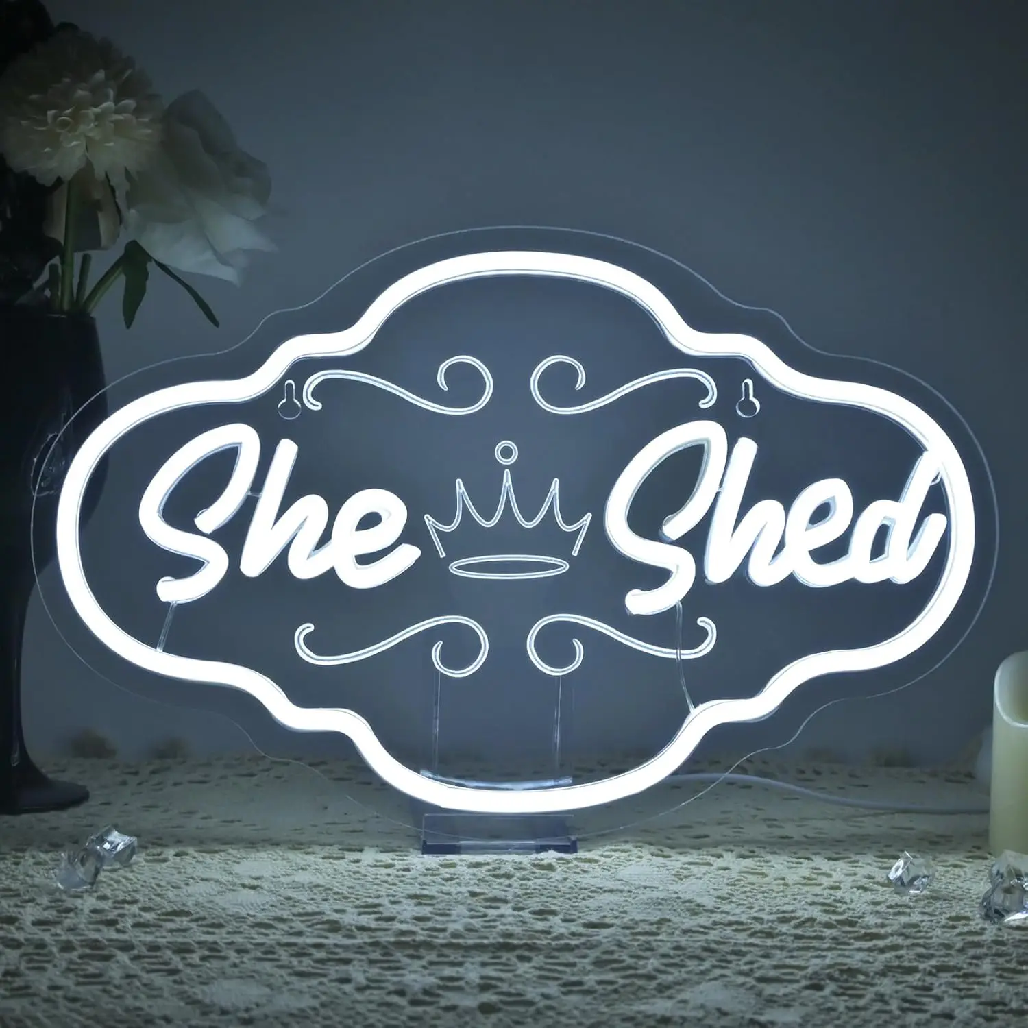 She Shed LED Neon Light Sign USB Dimmable Elegant White Glow for Womens Bedroom Boudoir Reading Nook Personal Sanctuary Decor
She Shed LED Neon Light Sign USB Dimmable Elegant White Glow for Womens Bedroom Boudoir Reading Nook Personal Sanctuary Decor