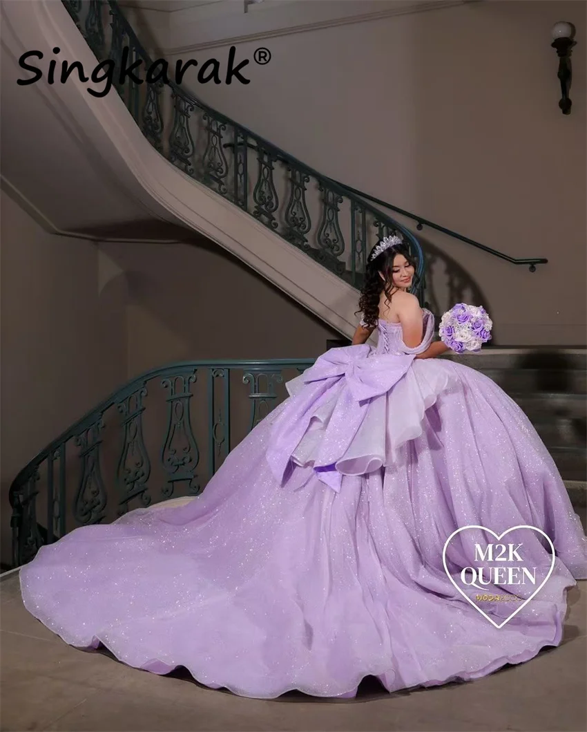 Sweet Purple Off Shoulder Ball Gown Quinceanera Dresses 2024 Beads Diamonds Birthday Gown With Bow Sweet 16 Dress Customized
Sweet Purple Off Shoulder Ball Gown Quinceanera Dresses 2024 Beads Diamonds Birthday Gown With Bow Sweet 16 Dress Customized