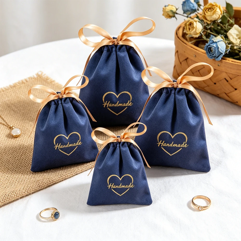 100Pcs Custom Logo Velvet Jewelry Bag with Gold Ribbon Drawstring Gift Pouch Earrings Organizer Packaging Storage Wedding Favors
100Pcs Custom Logo Velvet Jewelry Bag with Gold Ribbon Drawstring Gift Pouch Earrings Organizer Packaging Storage Wedding Favors