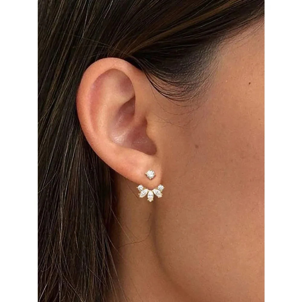 14K Gold Plated Cubic Zirconia Stud Earrings, Hypoallergenic Elegant Crystal Earrings, Fashion Jewelry Suitable For Weddings
14K Gold Plated Cubic Zirconia Stud Earrings, Hypoallergenic Elegant Crystal Earrings, Fashion Jewelry Suitable For Weddings