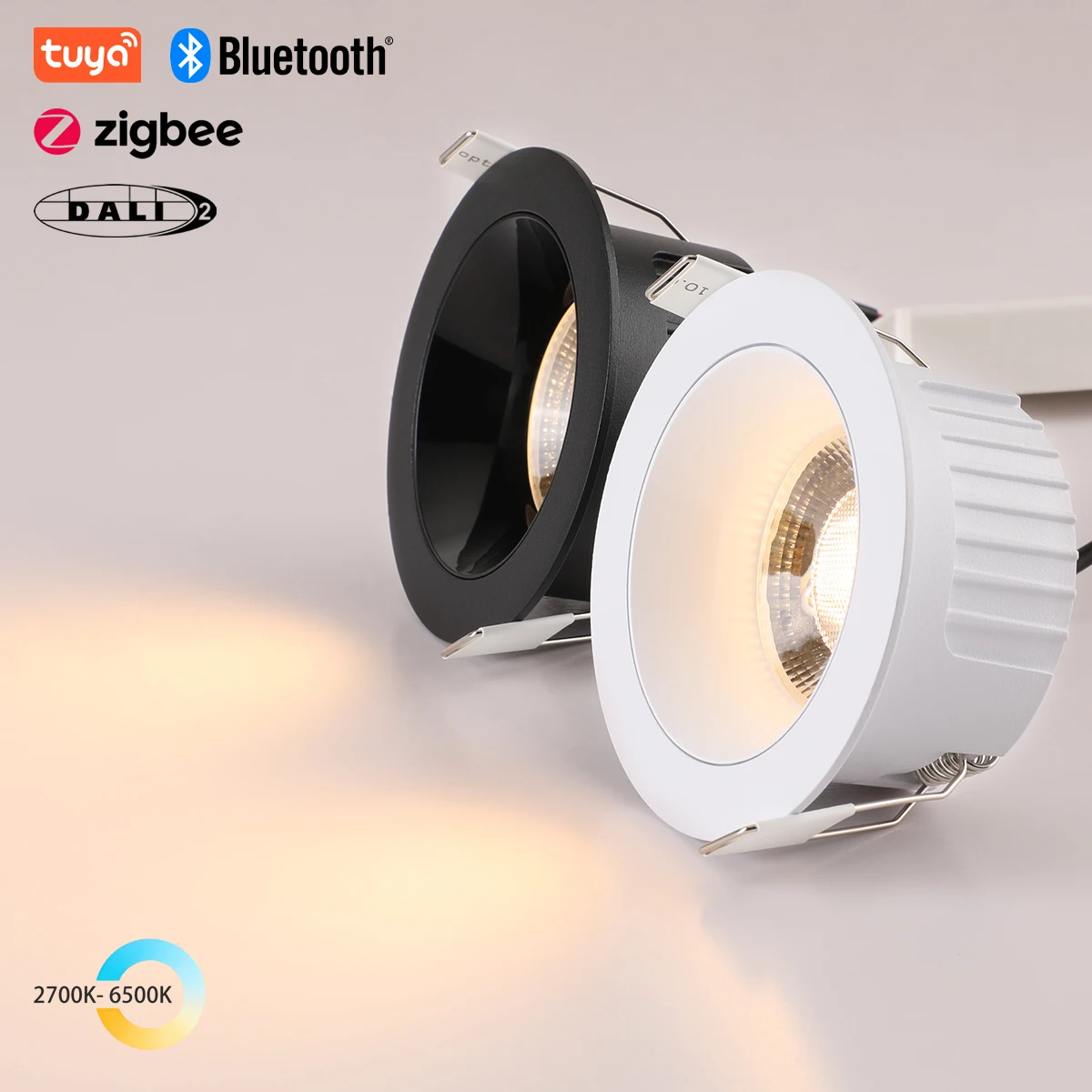 Recessed Round LED COB Ceiling Spot Light 5 CCT Switchable/ Tuya BLE/ Zigbee/ DALI Fixtures Lighting Indoor Smart Lamp Lighting
Recessed Round LED COB Ceiling Spot Light 5 CCT Switchable/ Tuya BLE/ Zigbee/ DALI Fixtures Lighting Indoor Smart Lamp Lighting