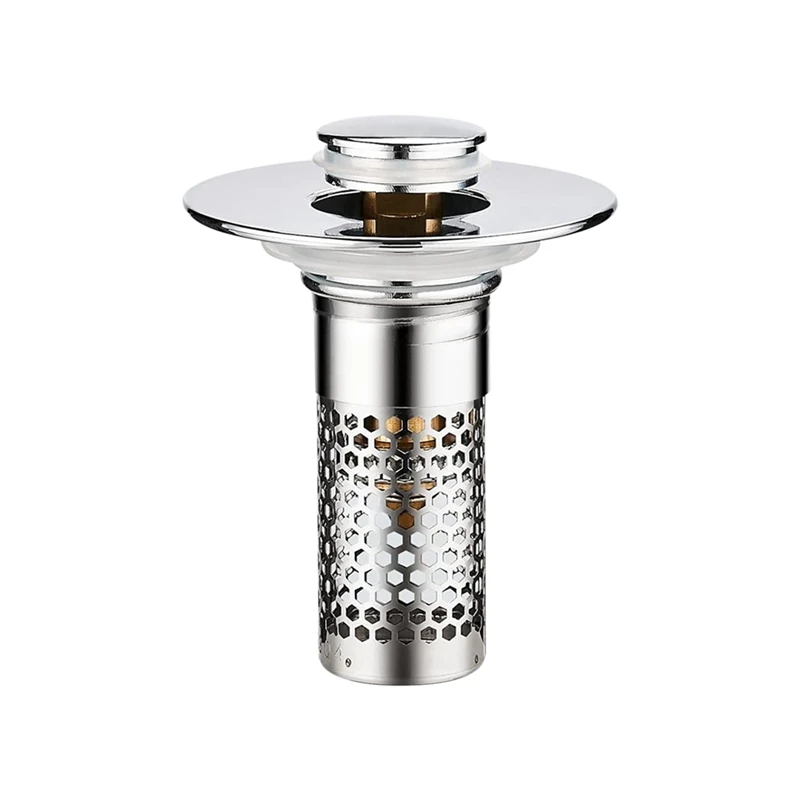 -Up Bathroom Sink Stopper, Stainless Steel Drain Strainer With Hair Catcher Basket
-Up Bathroom Sink Stopper, Stainless Steel Drain Strainer With Hair Catcher Basket
