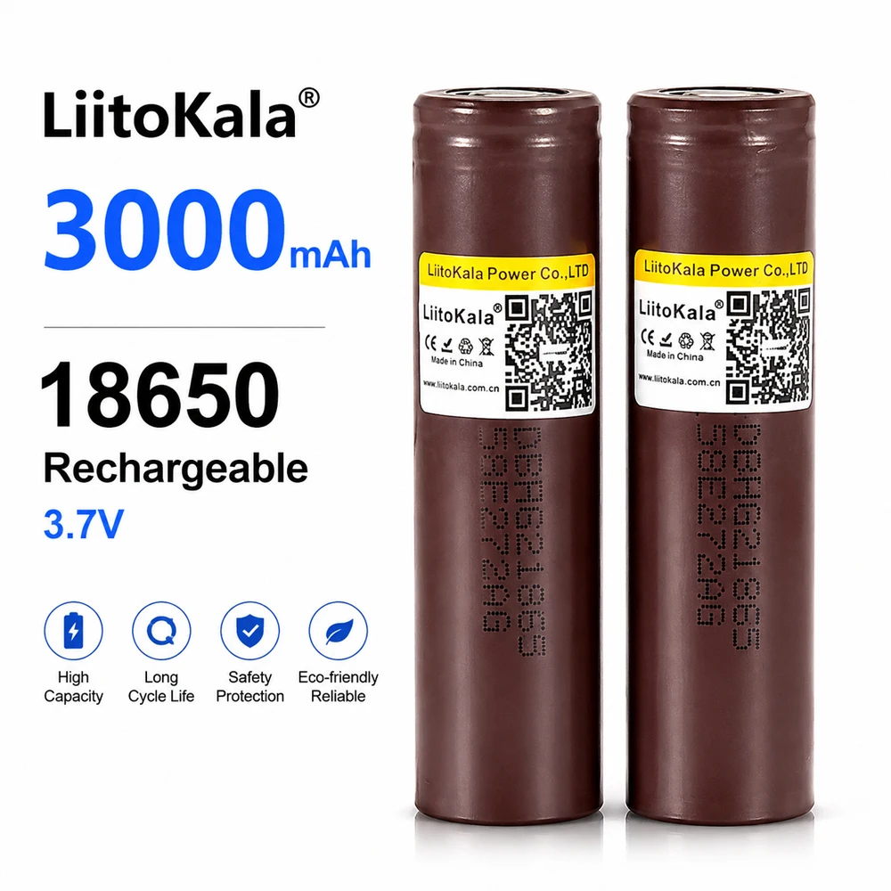 LiitoKala 18650 HG2 3000mAh Battery 18650 3.7V Dedicated for HG2 Power Rechargeable Battery for Drone Power Tools Toys
LiitoKala 18650 HG2 3000mAh Battery 18650 3.7V Dedicated for HG2 Power Rechargeable Battery for Drone Power Tools Toys