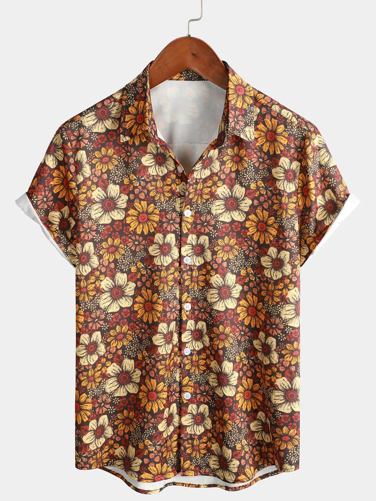 Mens Vintage Floral Button Down Top 70s Short Sleeve Beach Summer Retro Brown Hawaiian Shirt
Mens Vintage Floral Button Down Top 70s Short Sleeve Beach Summer Retro Brown Hawaiian Shirt