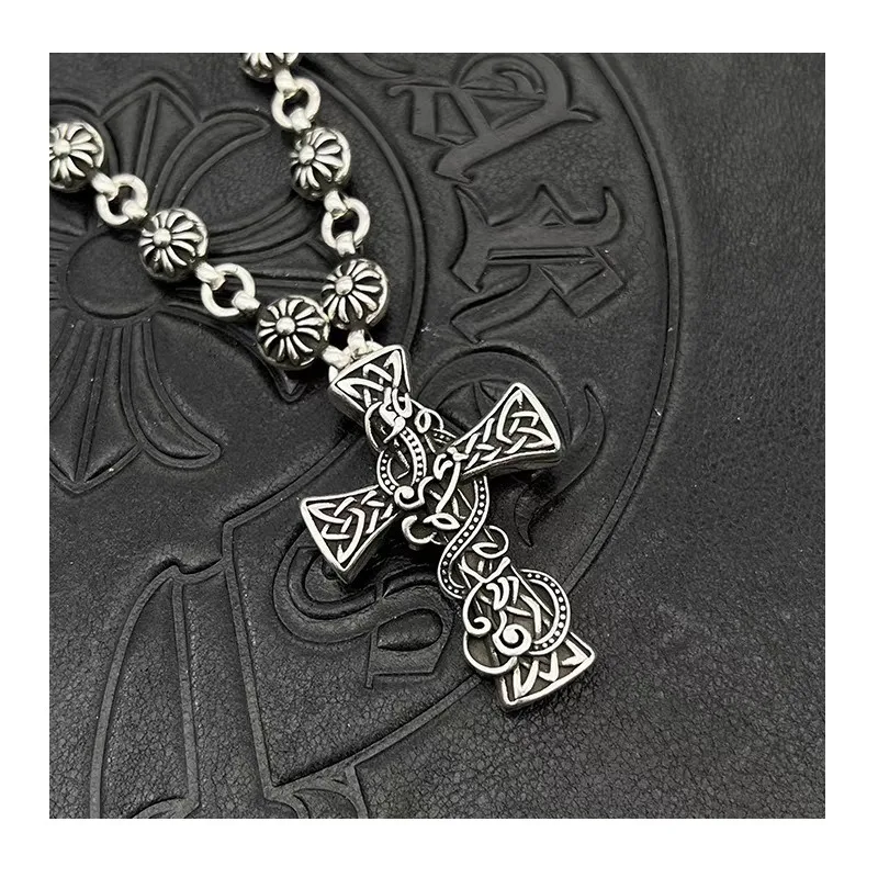 Punk Thai Silver Vintage Celtic Dragon Cross Necklace Cross Flower Ball Chain Classic All-in-One Chain Sweater Chain
Punk Thai Silver Vintage Celtic Dragon Cross Necklace Cross Flower Ball Chain Classic All-in-One Chain Sweater Chain