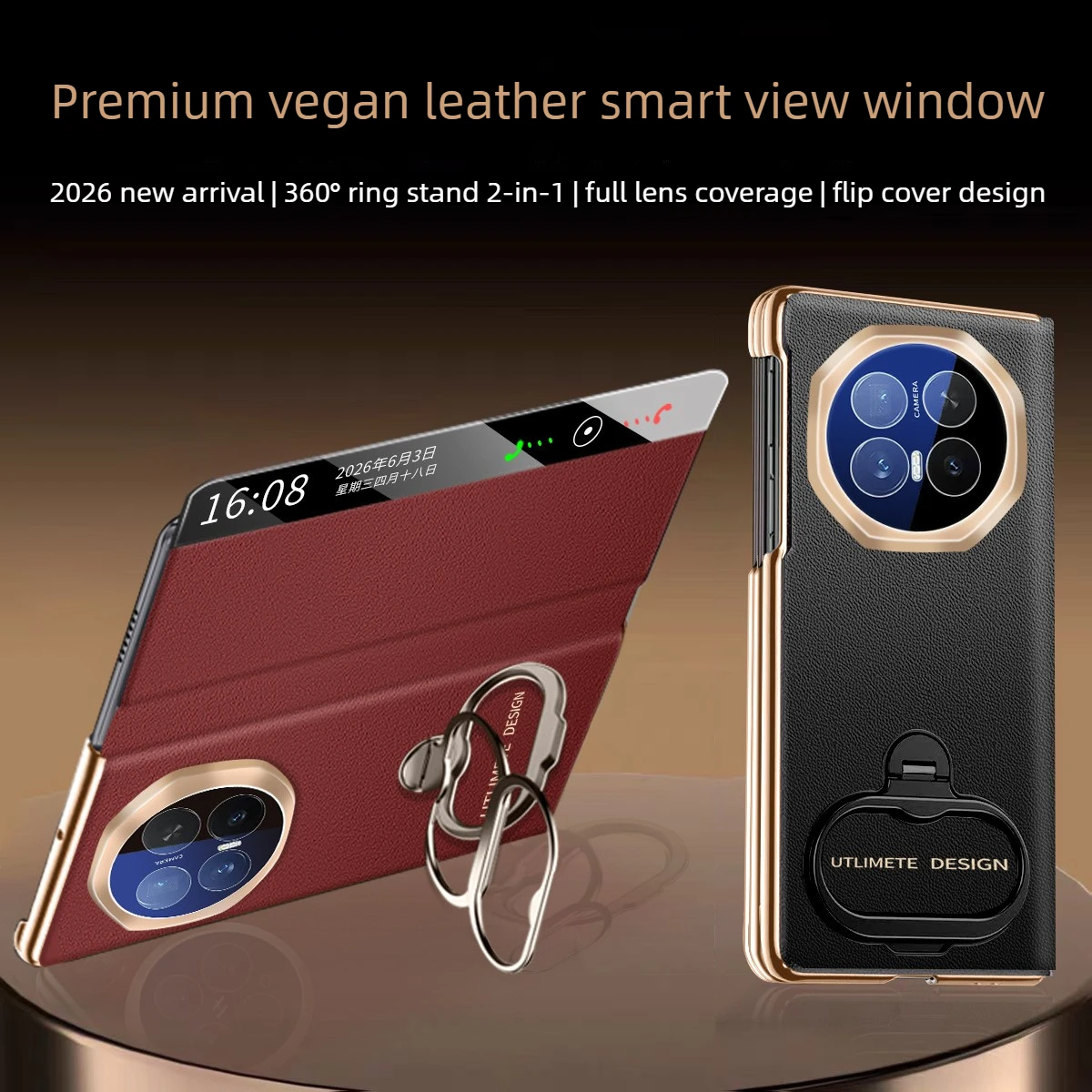 Smart flip leather case for honor magic v6 new dual mid-axis full coverage magnetic flip dual-fold ring stand phone case
Smart flip leather case for honor magic v6 new dual mid-axis full coverage magnetic flip dual-fold ring stand phone case