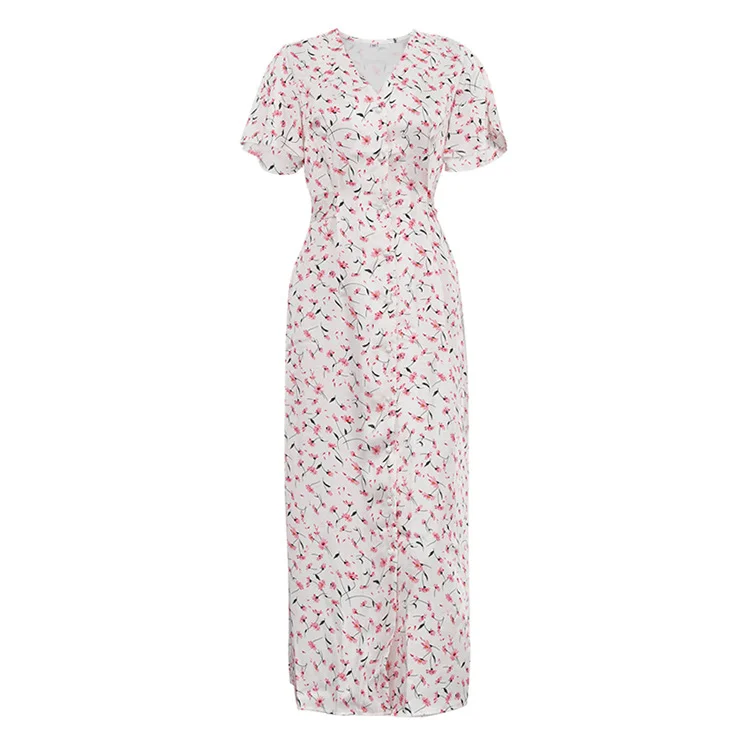 New Female Elegant High Waist Single Breasted Dress Summer Women Fashion V-Neck Short Sleeve Midi Dresses Loose Print Dress
New Female Elegant High Waist Single Breasted Dress Summer Women Fashion V-Neck Short Sleeve Midi Dresses Loose Print Dress